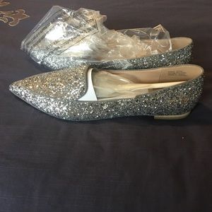 Sole Society silver glitter flats